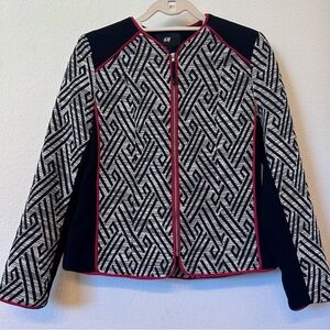 H&M Patterned Jacket Chic Layer Size 8 Parisian-inspired structured silhouette